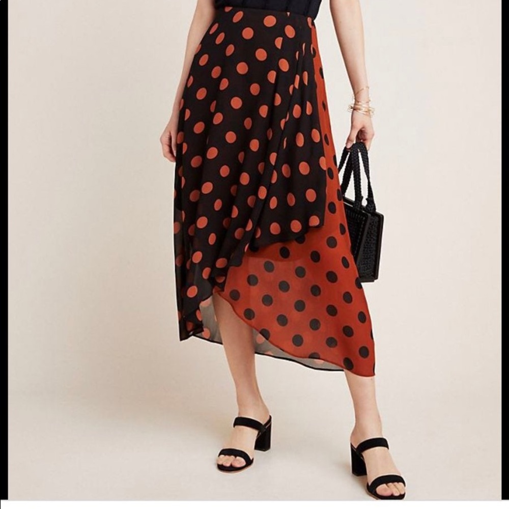 Anthropologie - Maeve Oksana polka dot midi skirt small